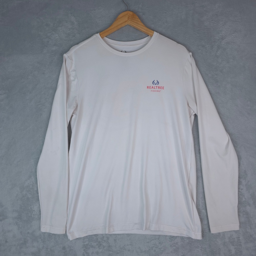 Realtree Fishing Shirt Mens‎ Medium White Long Sleeve Marlin Graphic Performance